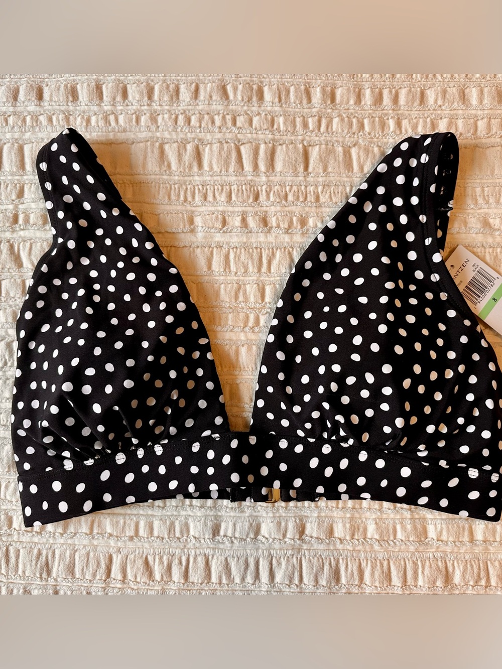 Jantzen Black and White Polka Dot V-Neck bikini Top